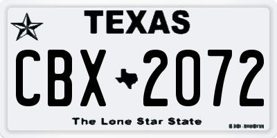 TX license plate CBX2072