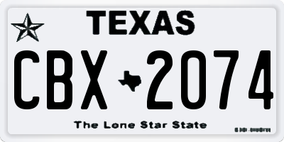 TX license plate CBX2074