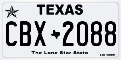 TX license plate CBX2088
