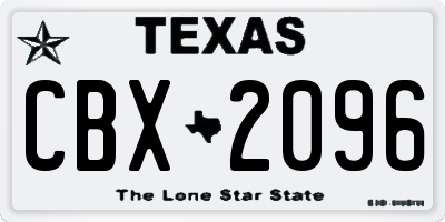 TX license plate CBX2096