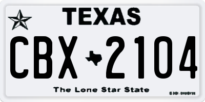 TX license plate CBX2104