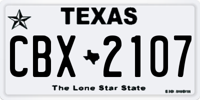 TX license plate CBX2107
