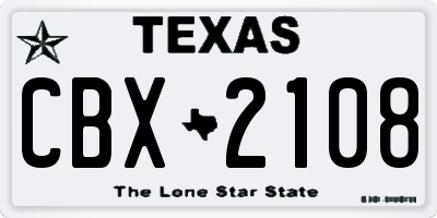 TX license plate CBX2108