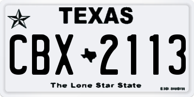 TX license plate CBX2113