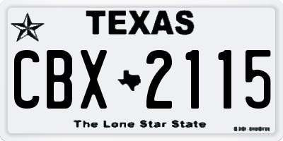 TX license plate CBX2115