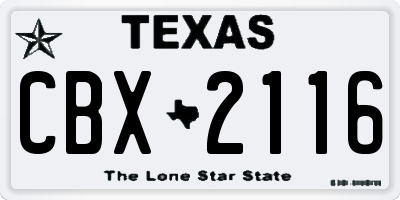 TX license plate CBX2116