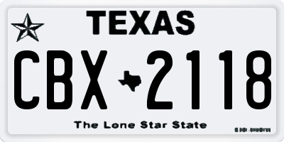 TX license plate CBX2118