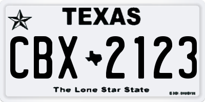 TX license plate CBX2123