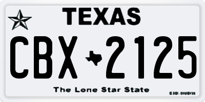 TX license plate CBX2125
