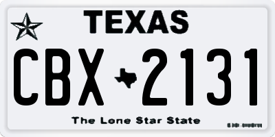 TX license plate CBX2131