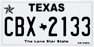 TX license plate CBX2133