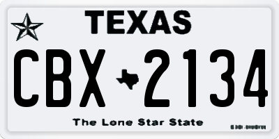 TX license plate CBX2134