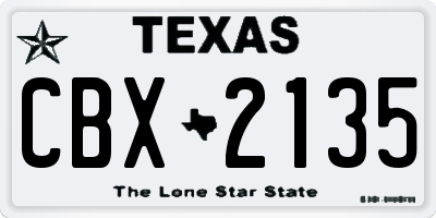 TX license plate CBX2135