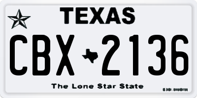 TX license plate CBX2136