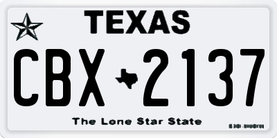 TX license plate CBX2137