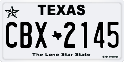 TX license plate CBX2145