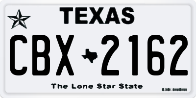 TX license plate CBX2162