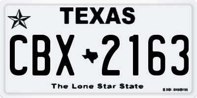 TX license plate CBX2163
