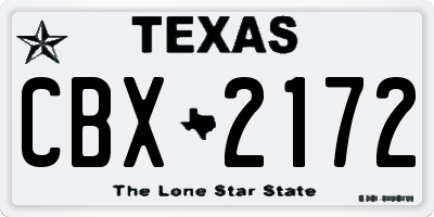 TX license plate CBX2172