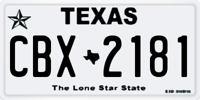 TX license plate CBX2181