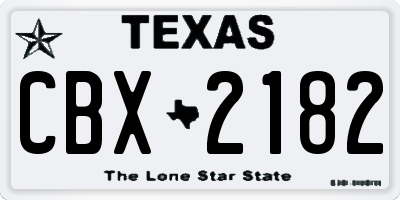 TX license plate CBX2182