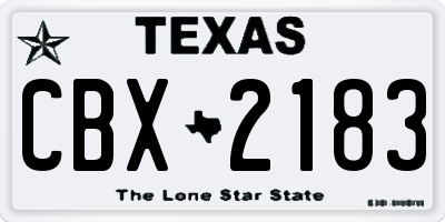 TX license plate CBX2183