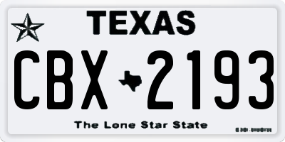 TX license plate CBX2193