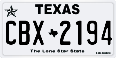 TX license plate CBX2194