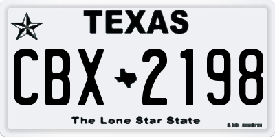TX license plate CBX2198