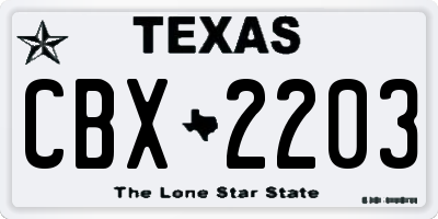 TX license plate CBX2203