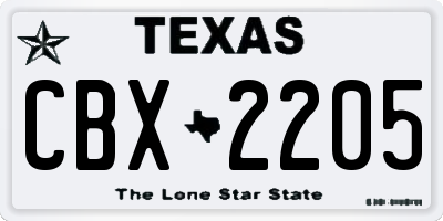 TX license plate CBX2205
