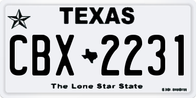 TX license plate CBX2231