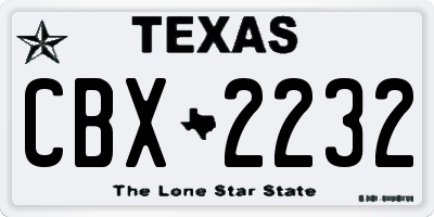 TX license plate CBX2232