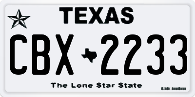 TX license plate CBX2233