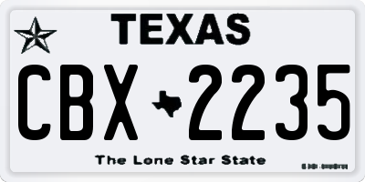 TX license plate CBX2235