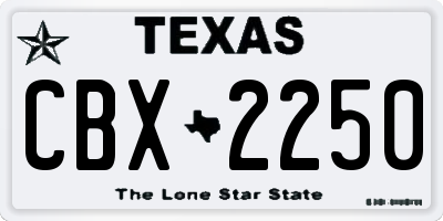 TX license plate CBX2250