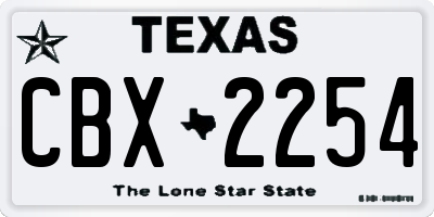 TX license plate CBX2254