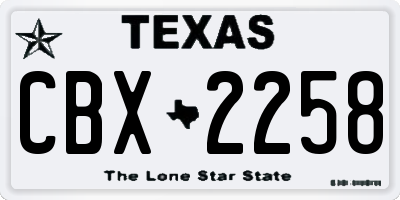 TX license plate CBX2258