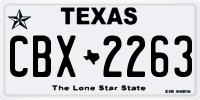TX license plate CBX2263