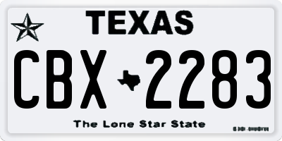 TX license plate CBX2283