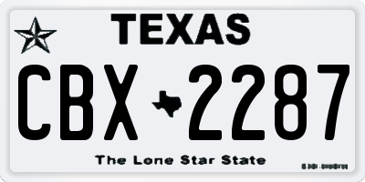 TX license plate CBX2287