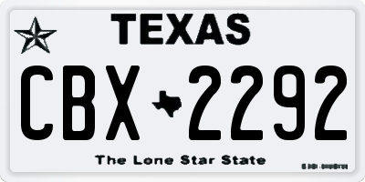 TX license plate CBX2292