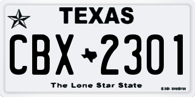 TX license plate CBX2301