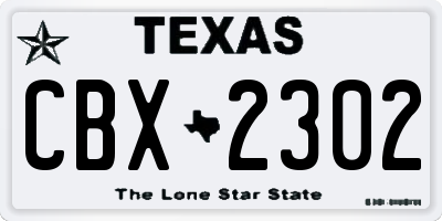 TX license plate CBX2302