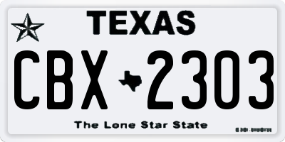 TX license plate CBX2303