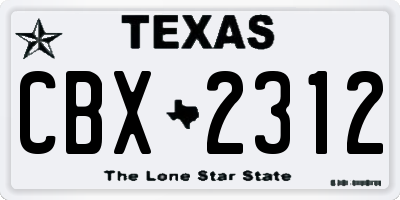 TX license plate CBX2312