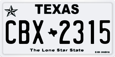 TX license plate CBX2315