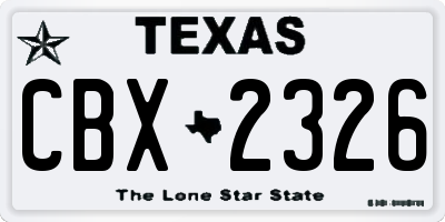 TX license plate CBX2326