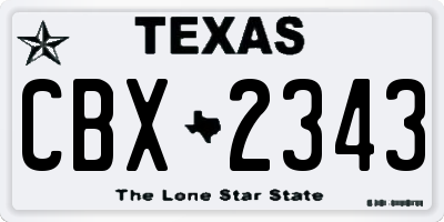 TX license plate CBX2343