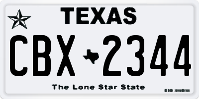 TX license plate CBX2344